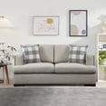 thumbnail image 2 of Benjara Fabric Upholstered Loveseat with Track Armrests and Block Legs, Gray, 2 of 3