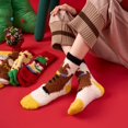 thumbnail image 4 of CPNG Ugly Christmas Socks for Boys Girls Festive Patterns Striped Fuzzy Socks Cute Coral Fleece Cozy Warm Crew Socks Christmas Fluffy Slipper Sock, 4 of 7