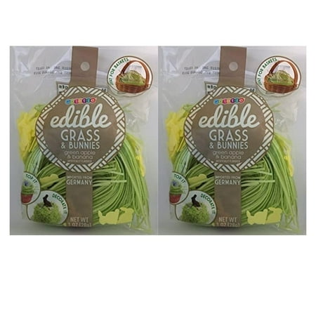 Edible Easter Grass and Bunnies 1 oz. Bag Set of 2 Grass Candy Perfect for Decorating Cakes Easter Spring Basket Fillers and DIY Crafts Variety Flavor in 1 Pack (Green Apple and Banana)