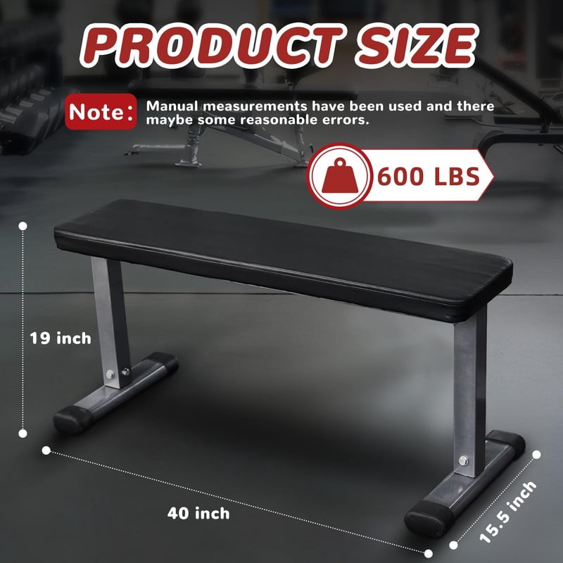 Signature Fitness Flat Weight Bench Heavy Duty Workout Bench for Home Gym Strength Training