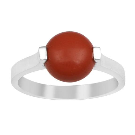 Mooneye 0.85 Ct Red Coral Munga Rashi Ratan Astrological Purpose Women Gift Ring 925 Sterling Silver