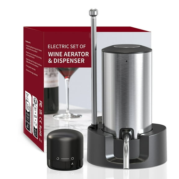 Electric Wine Aerator Pourer Decanter Type C Rechargeable Automatic Wine Dispenser with Retractable Tube Stand Base for One-Touch Instant Oxidation Gift for Wine Lovers