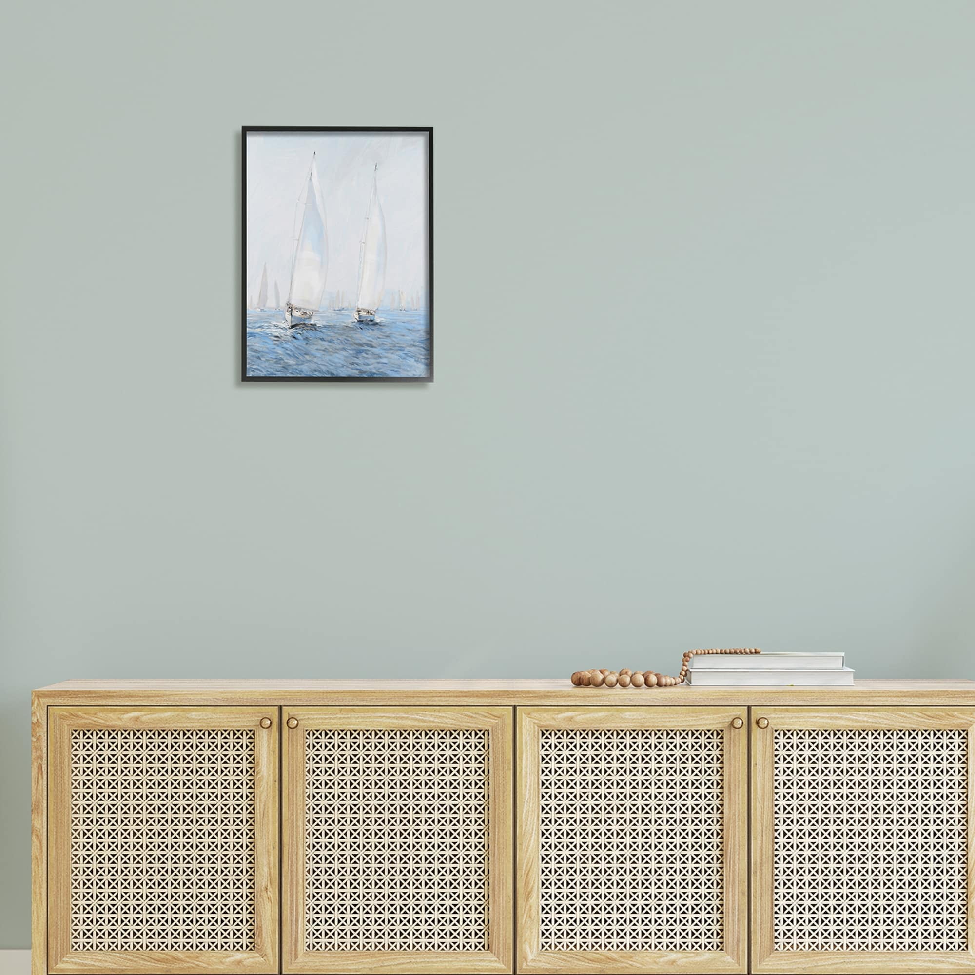 Stupell Industries Beautiful White Sailboats Drifting Ocean Waves Painting , 16 x 20, Design by Tim OToole