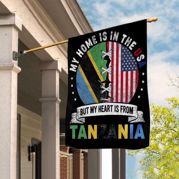 Flag-Made in America with Tanzanian Parts Tanzania U.S.A Friendship American Flag Patriotic Garden Flag, Double-Sided Decorative Outdoor Flag, Patriotic Polyester Yard Flag 12 x 18 in