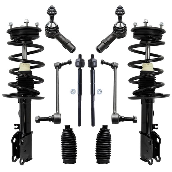Detroit Axle - 3.5L 10pc Front Struts Kit for 2013 2014 2015 Ford Taurus, 2 Sway Bar Links 4 Tie Rods 2 Struts & Coil Spring 2 Boots Replacement Suspension Ready Struts Shocks Assembly