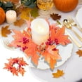 thumbnail image 4 of Candle Rings Wreaths 9.84inch Fall Artificial Maple Leaf Berries Pillar Candle Holder Wreaths Garland Ornaments for Hallowee Thanksgiving Party Home Table Centerpieces Indoor Decorations, 4 of 8
