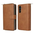 thumbnail image 4 of Allytech Samsung Galaxy A34 Wallet Case with 9 Card Slots & Zipper Pouch for Women Men, Magnetic Closure Kickstand Durable PU Leather Wristlet Strap Folio Flip Luxury Cover - Brown, 4 of 8