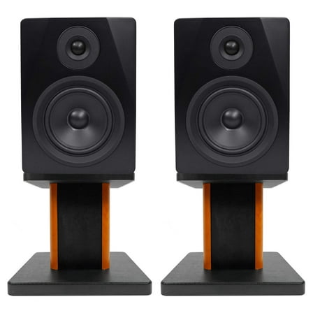 (2) Rockville APM5B 5.25" 250W Powered USB Studio Monitor Speakers Wood Stands
