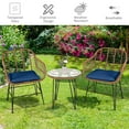 thumbnail image 4 of Costway 3PCS Patio Rattan Bistro Set Coffee Table Armchair Garden Navy Cushion, 4 of 10