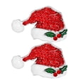 thumbnail image 1 of MasteelfCA 2Pcs Crystal Encrusted Santa Hat Brooch Stylish Creative Breastpin Cloth Accessory for Christmas Party, 1 of 7