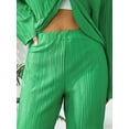 thumbnail image 6 of Women's 2 Piece Casual Outfits Long Sleeve Button Down Shirt High Waist Long Pants Loungewear Streetwear Suits, 6 of 7