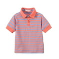 thumbnail image 2 of WOYY Big Boys Casual Striped Polo Shirt Short Sleeve Versatile T-Shirt, Sizes 1-8, 2 of 7