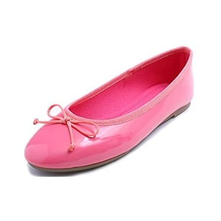 

Feversole Women s Macaroon Colorful Memory Foam Cushion Insock Patent Ballet Flat Hotpink 7.5 M US