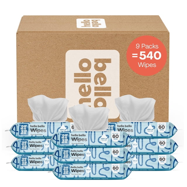 Toallitas húmedas para bebé Hello Bello sin fragancia, a base de plantas, 540 unidades