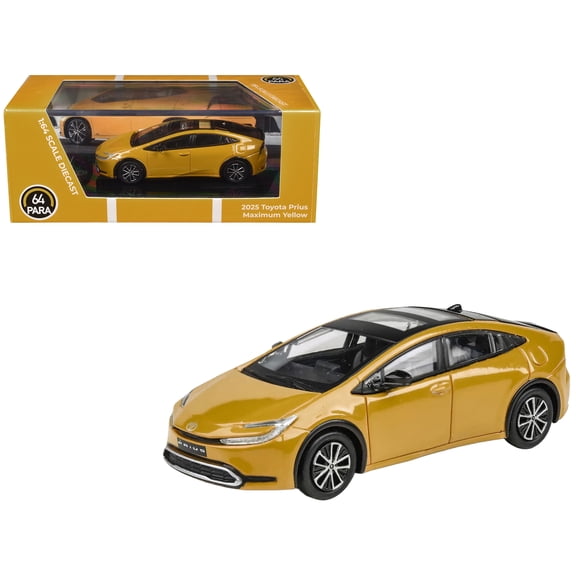 2023 Toyota Prius Maximum Yellow with Black Top and Sun Roof 1/64 Diecast Model Car by Paragon Models