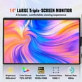 thumbnail image 2 of KFFKFF Mobile Laptop Display Expander, 14" Full HD 1080P IPS Triple Augmented Display for 13"-17" Laptop, Rotatable Mobile Display USB-C/USB-A/Mini HDMI Port, Syncs with Mac/Wins/Android/Switch/PS5, 2 of 9