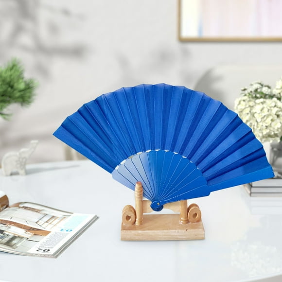 Fan for Line Dancing Snap Large Holographic Rave Fan Folding Hand Fan Big Handheld Fan for Night Club Festival Halloween Party Outfit Accessories 42cm/16.5in Blue