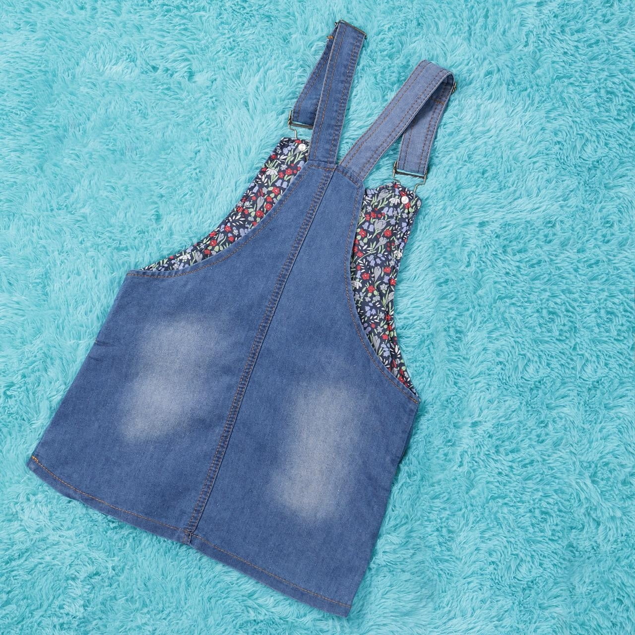 Eyiiye Little Baby Girl Cartoon Cat Light Wash Denim Pinafore Dress Strap Dress Other