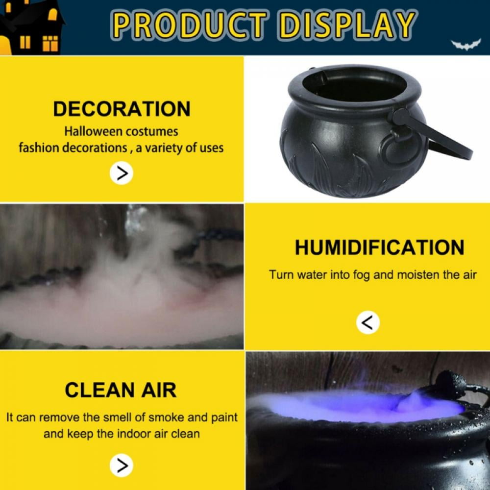 Halloween Mist Maker Fogger,Witch Cauldron Fog Maker Water Fountain Pond Fog Machine with Color Changing LED Light, Halloween Party Gift Decoration (Plastics)