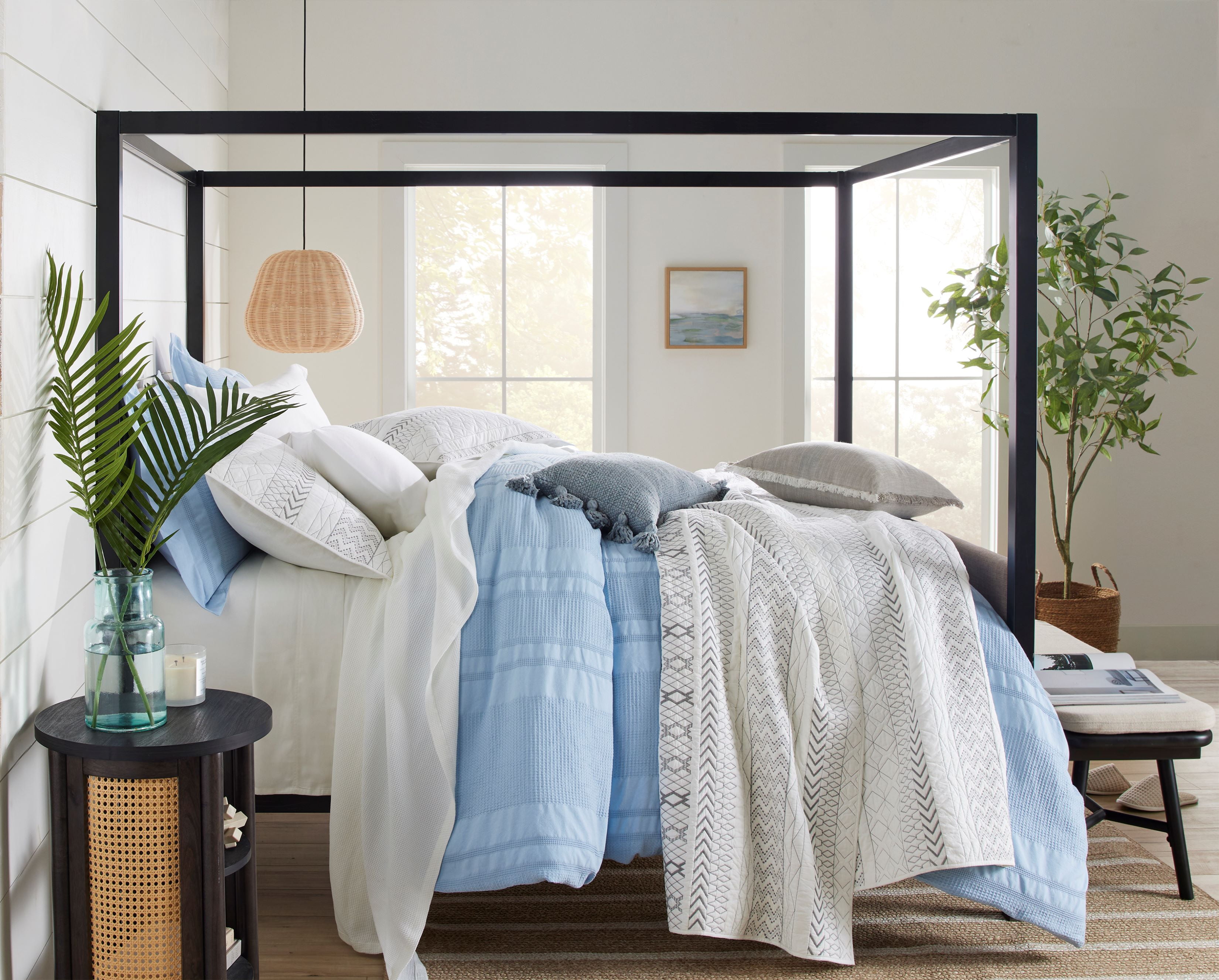Better Homes & Gardens 3-Piece Blue Waffle Stripe Comforter Set, Adult King