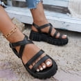 thumbnail image 3 of Xucatan Women's Chunky Platform Sandals, Round Toe Open Toe Slides with Thick Sole and Buckle Ankle Strap, Faux Leather Multi Strap Beach Shoes, Versatile Summer Casual Footwear Gift, 3 of 9