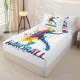 thumbnail image 2 of Homewish Watercolor Ball Player Zipper Full Size Comforter Sets with Fitted Sheet and 2 Pillowcases,Handball Print Zipper Bedding Set,White,Polkadot Reversible,4pcs, 2 of 8