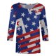 thumbnail image 4 of Fiudx Ofertas de La Semana Blusa Holgada con Estampado de Independencia y Cuello Redondo Retro de Manga Tres Cuartos a La Moda para Mujer, 4 of 4