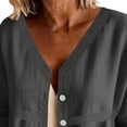 thumbnail image 6 of LEKWK 3/4 Length Sleeve Womens Tops Button Down V Neck Comfy Linen Shirts Loose Fit Skin Friendly Soft Lightweight Casual Tops, 6 of 8