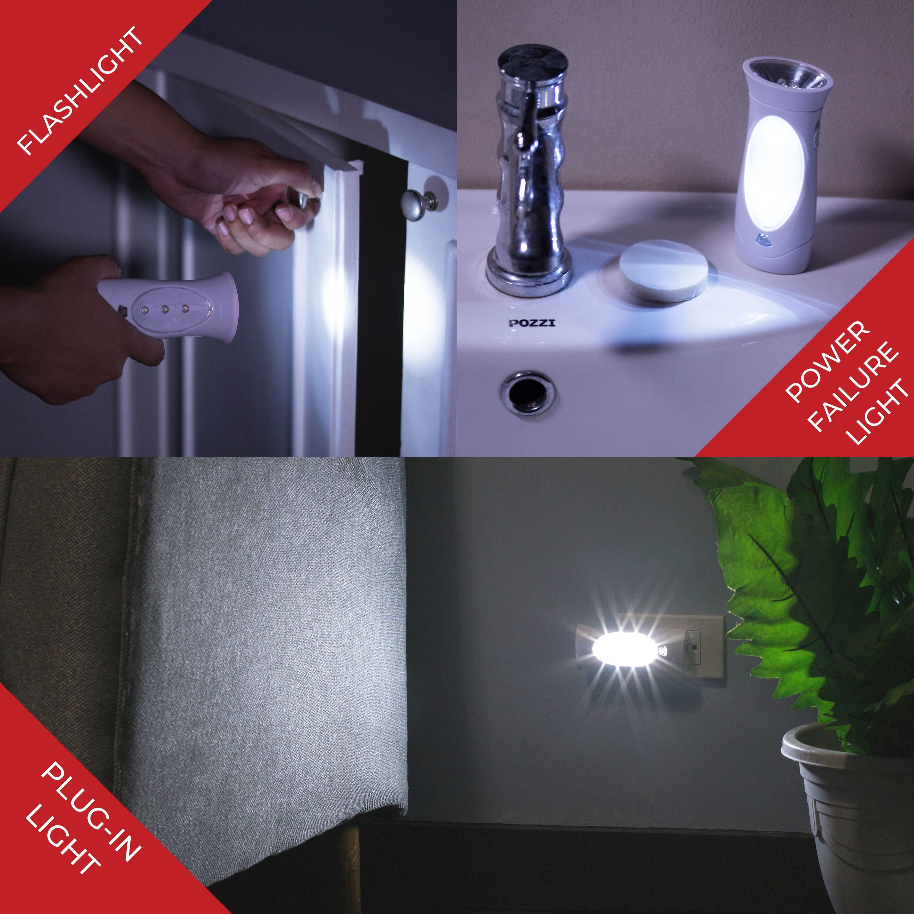 Emergency Lights For Home, 2 Pack – 3 Function Power Outage Lights –  Amertac Power Failure Light and Plug In Flashlight Combo With Rechargeable