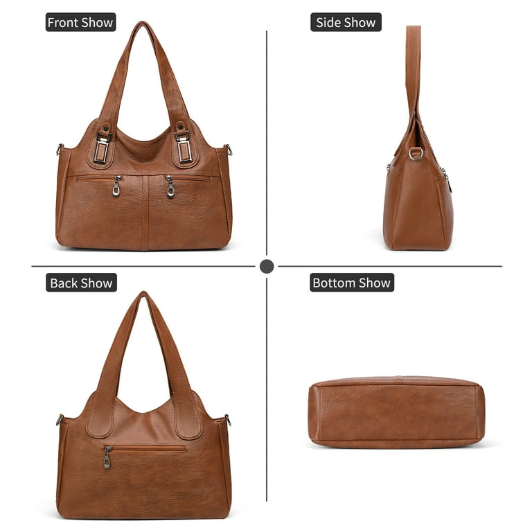 KALUNMA Hobo Leather Crossbody Bag Women, Brown photo 6