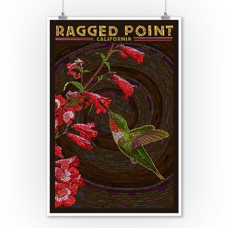 Hummingbird Mosaic Ragged Point, California - Hummingbird - Mosaic - Lantern Press Artwork (9x12 Art Print, Wall Decor Travel Poster) ()
