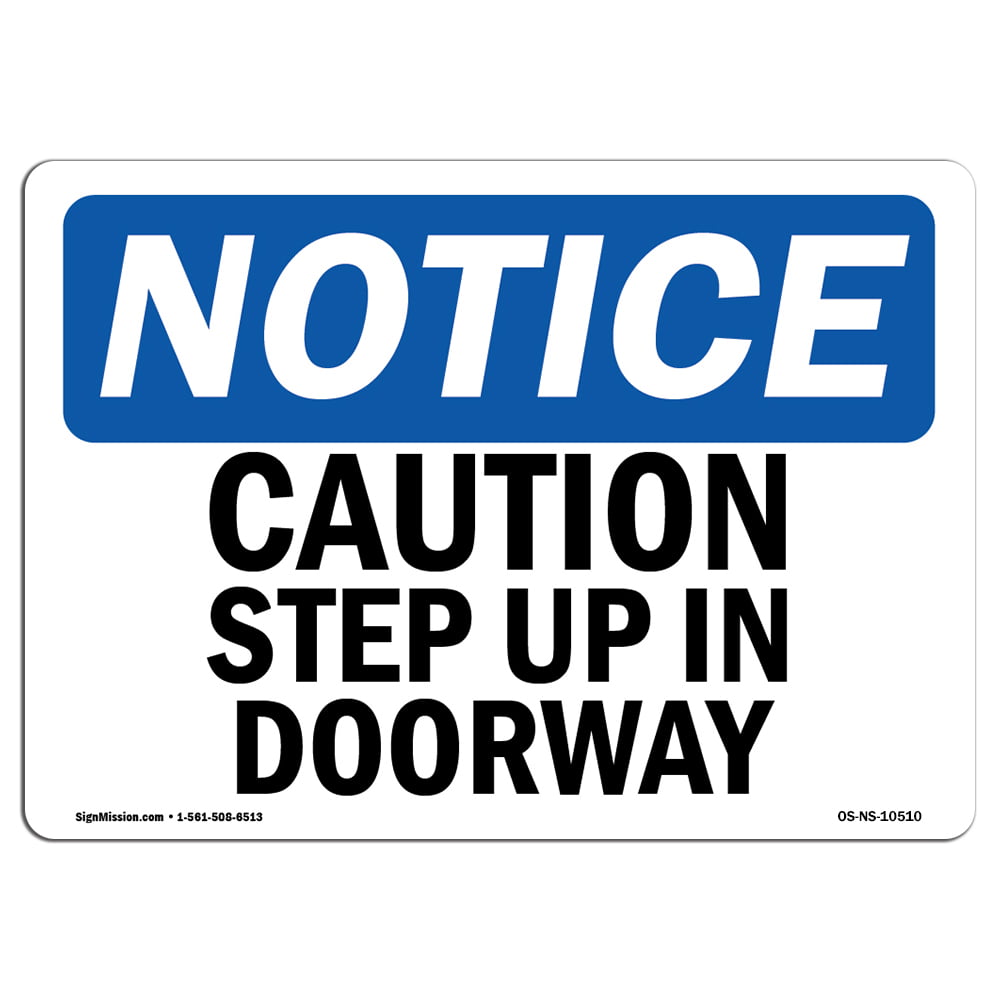 Vinyl ANSI CAUTION Step Up Label with Symbol USA-Made 10x7 in 