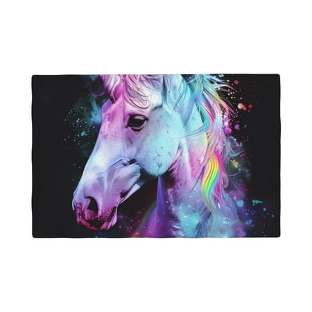 

Placemats Set of 4 / 6 Rainbow Spotted White Horse Placemats for Dining Table Indoor/Outdoors Heat Resistant Washable Placemats 18 x 12