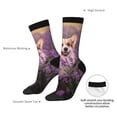 thumbnail image 4 of Haiem Dog in Lavender Flowers Pattern Crew Socks – Soft & Durable Moisture-wicking Socks, Stay-Up Fit for Business, Work, and Casual Wear Size 5-11, 4 of 6