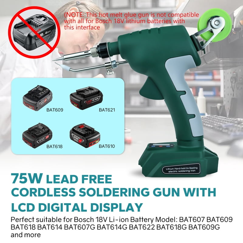 75W Electric Solder Gun Cordless Soldering Iron Kit With Digital Display Fast Welding Tools For Bos*ch 18V Battery (No Battery)