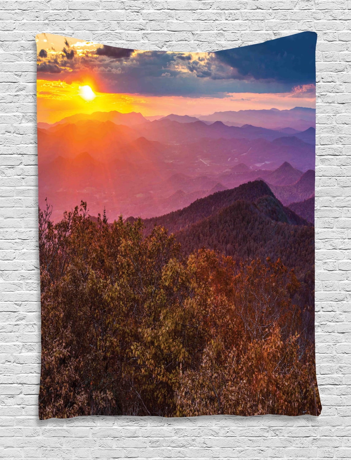 Appalachian Tapestry, Vivid Sky at Sunset Blue Ridge Mountains Picturesque Scenery in Georgia 