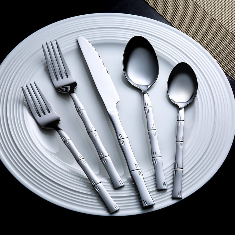Mainstays Bamboo Stainless Steel Flatware Set, 20 Pieces photo 5