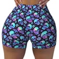 thumbnail image 2 of Picia Skull flower tie dye Printed Workout Shorts for Women Seamless Scrunch Butt Lifting High Waisted Yoga Gym Booty Running Moisture-wicking Short Pants-Small, 2 of 9