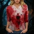 thumbnail image 2 of CAUYDY Womens Fall Shirts Halloween V Neck 3/4 Length Sleeve Pumpkin T-Shirts Thanksgiving Graphic Tee Tops(Light Gray,M), 2 of 5