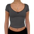 thumbnail image 2 of Crop Tops for Women Summer Cute Solid Slim Fit Cropped Tank Tops Basic T Shirt, 2 of 3