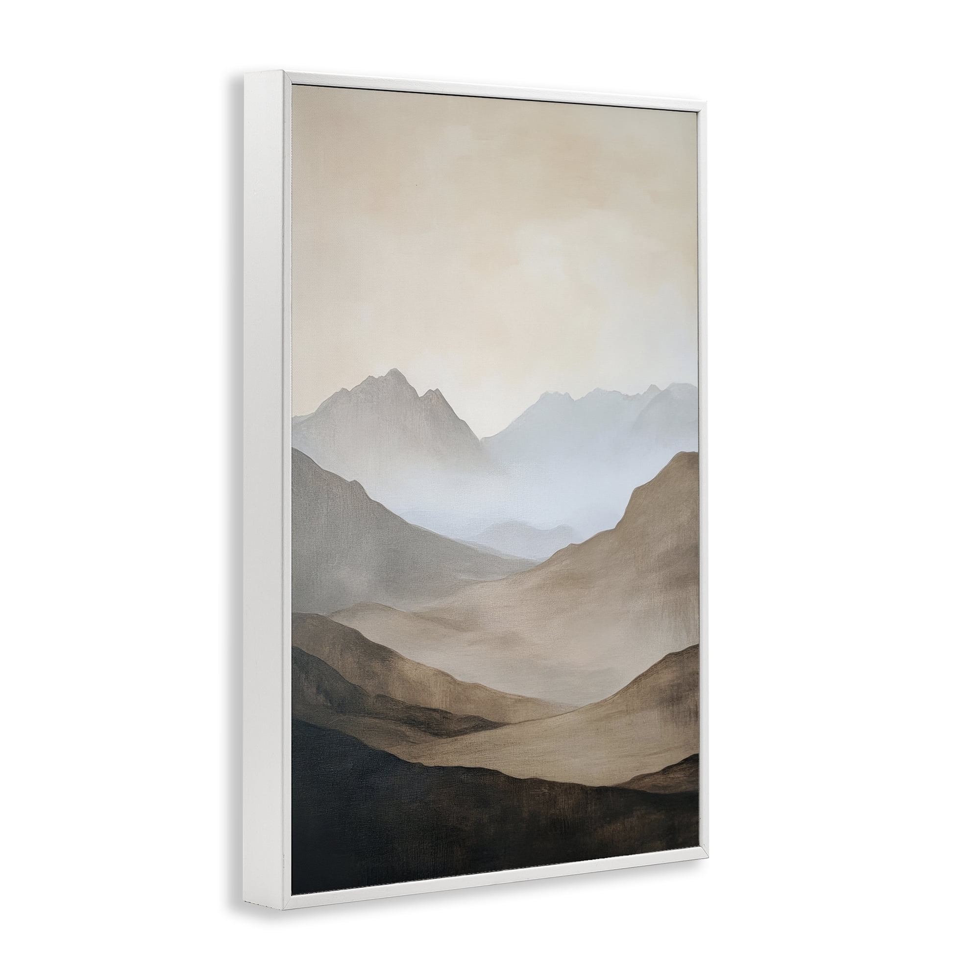 Stupell Industries Foggy Mountains Over Valley White Framed Giclee Art, design by Petal Prints Design