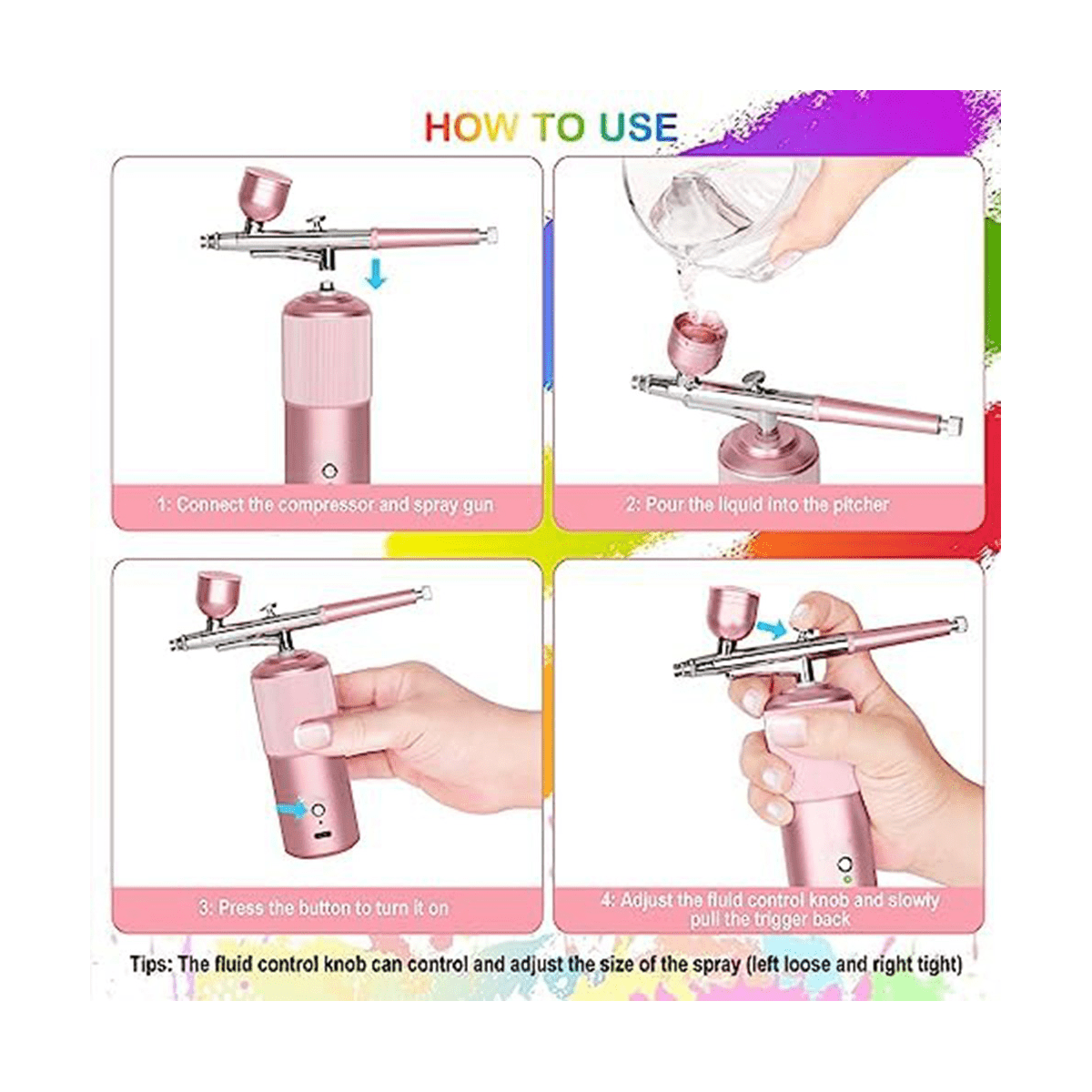 Airbrush Kit - Rechargeable Handheld Airbrush Compressor, Professional Cordless Auto Airb C595