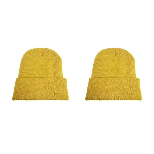 Jumpingount Beanie Caps Cuffed Wool Knitted Hat Skullcap Protection Hip Hop Headwear Bonnet Ropa para invierno jengibre amarillo jengibre amarillo 2piezas Jumpingount CBP300402