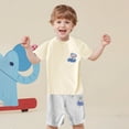 thumbnail image 2 of MIASHUI Ensemble d'Été Deux Pièces T-Shirts Graphiques à Manches Courtes et Shorts, Beige, 2-3 Ans, 2 of 4