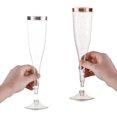 thumbnail image 2 of Juego de 30 copas de vino desechables de plástico con borde dorado, irrompibles, transparentes, para champán, reciclables e irrompibles, 2, 2 of 8
