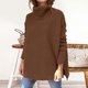 thumbnail image 4 of Suéter de gran tamaño para mujer, bata, suéter de cuello alto de manga larga, suéter 2024, jersey de punto blanco, caqui, marrón y verde para mujer, 4 of 5