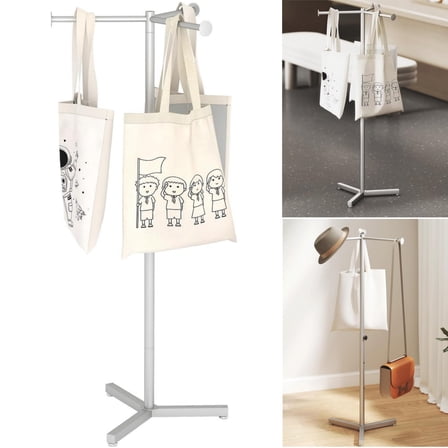 IAJXWI 45.3 in Heavy Duty Tote Shopping Bags Rack, Adjustable Bag Rack Stand for Retail Store, Chrome Bag Holder Stand for Trade Show Display, Boutique Grocery Store