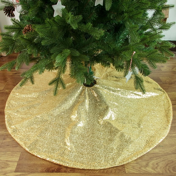 XEOVHV Christmas Tree Skirt With Sequin,35.5 Inch Xmas Tree Skirt,Christmas Decorations Sequin Tree Skirt Cover New Year Party Indoor Holiday Tree Ornaments