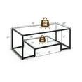 thumbnail image 3 of Canddidliike Modern 2-Tier Rectangular Coffee Table with Glass Table Top-Black, Dining Coffee Table for Living Room and Office, 3 of 8