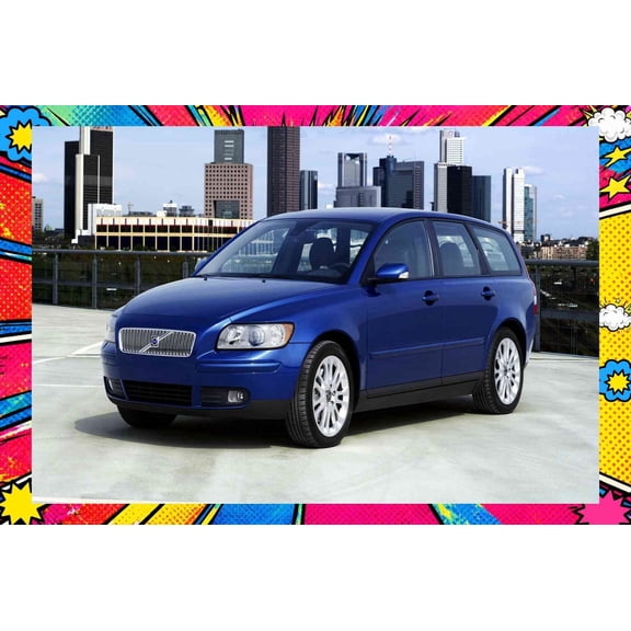 2004 Volvo V50 Style B - Pop Art Edition | 24x36 Inch Glossy Laminated Poster | Vibrant Colors & Stunning Detail Wall Art